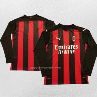 Primera Camiseta AC Milan Manga Larga 2020-21