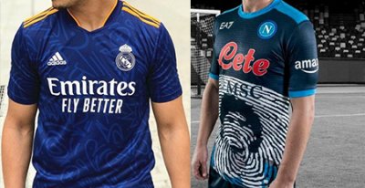 Apreciación de Camisetas Futbol Real Madrid 2022 y Napoli 2022